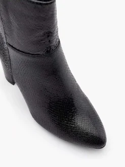 Oxmox Zwarte Enkellaars Slangenprint-Dames Enkellaarzen & Boots