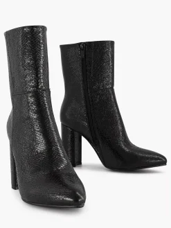 Oxmox Zwarte Enkellaars Slangenprint-Dames Enkellaarzen & Boots