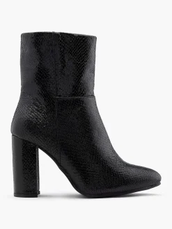 Oxmox Zwarte Enkellaars Slangenprint-Dames Enkellaarzen & Boots