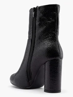 Oxmox Zwarte Enkellaars Slangenprint-Dames Enkellaarzen & Boots