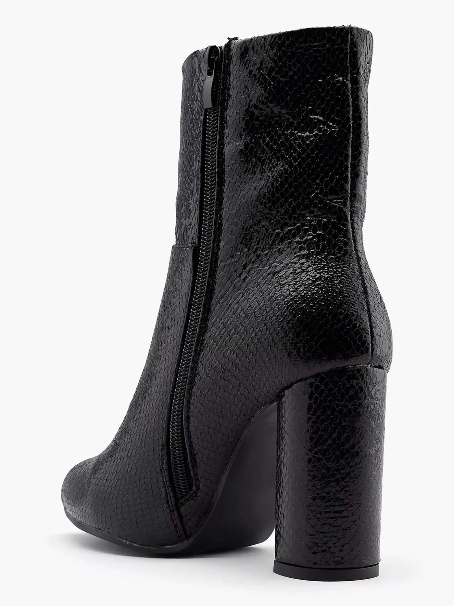 Oxmox Zwarte Enkellaars Slangenprint-Dames Enkellaarzen & Boots