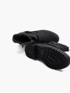 Easy Street Zwarte Enkellaars Warm Gevoerd-Dames Comfort Schoenen