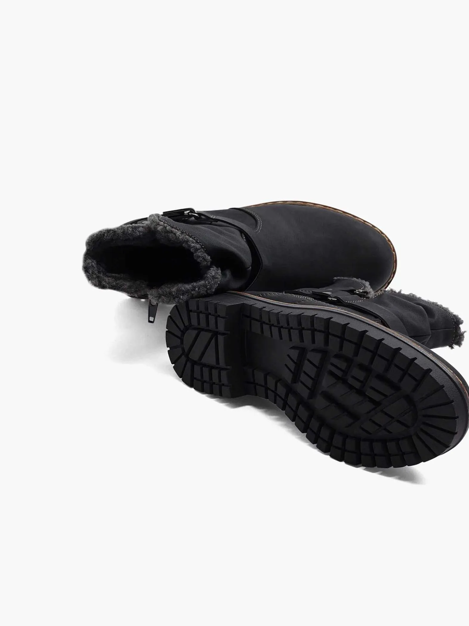 Easy Street Zwarte Enkellaars Warm Gevoerd-Dames Comfort Schoenen