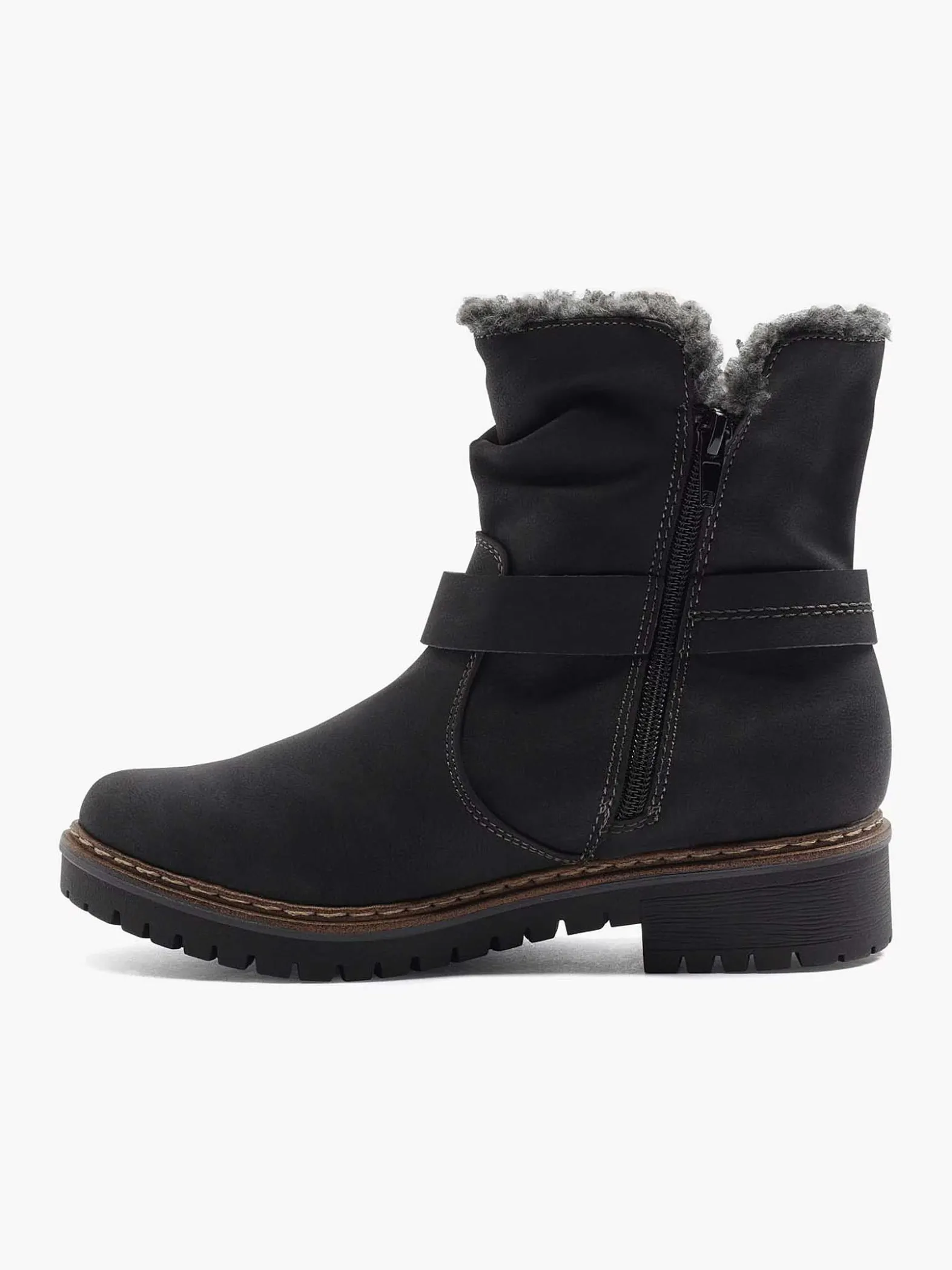 Easy Street Zwarte Enkellaars Warm Gevoerd-Dames Comfort Schoenen