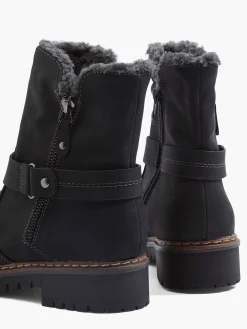 Easy Street Zwarte Enkellaars Warm Gevoerd-Dames Comfort Schoenen