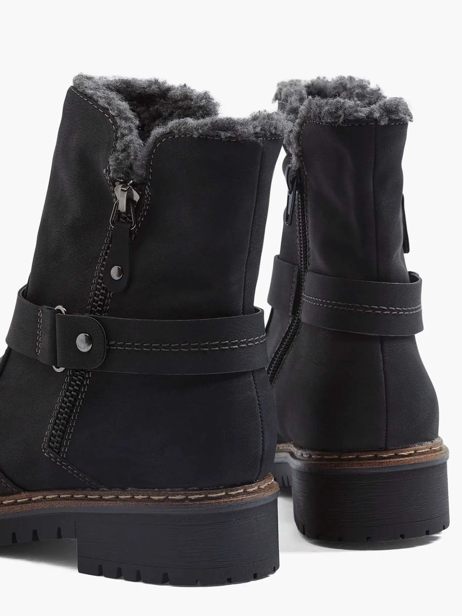 Easy Street Zwarte Enkellaars Warm Gevoerd-Dames Comfort Schoenen