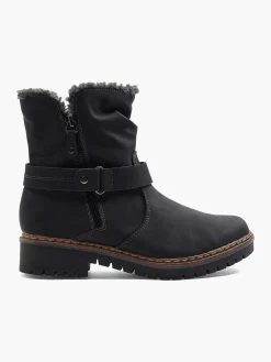 Easy Street Zwarte Enkellaars Warm Gevoerd-Dames Comfort Schoenen