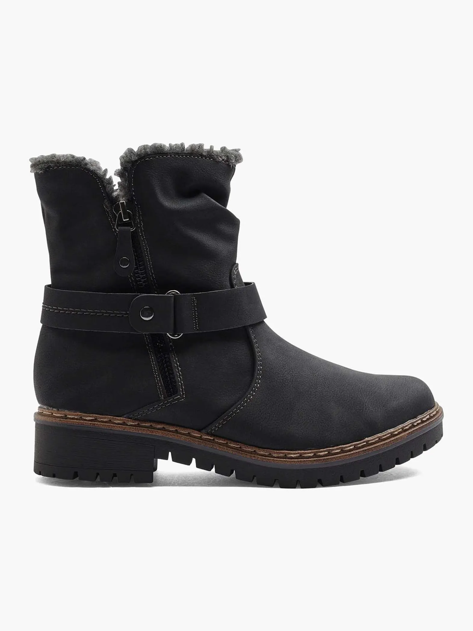 Easy Street Zwarte Enkellaars Warm Gevoerd-Dames Comfort Schoenen