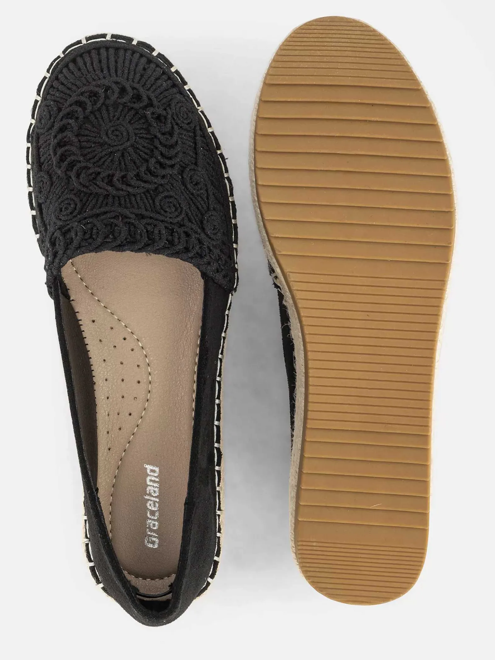 Graceland Zwarte Espadrille-Dames Instappers