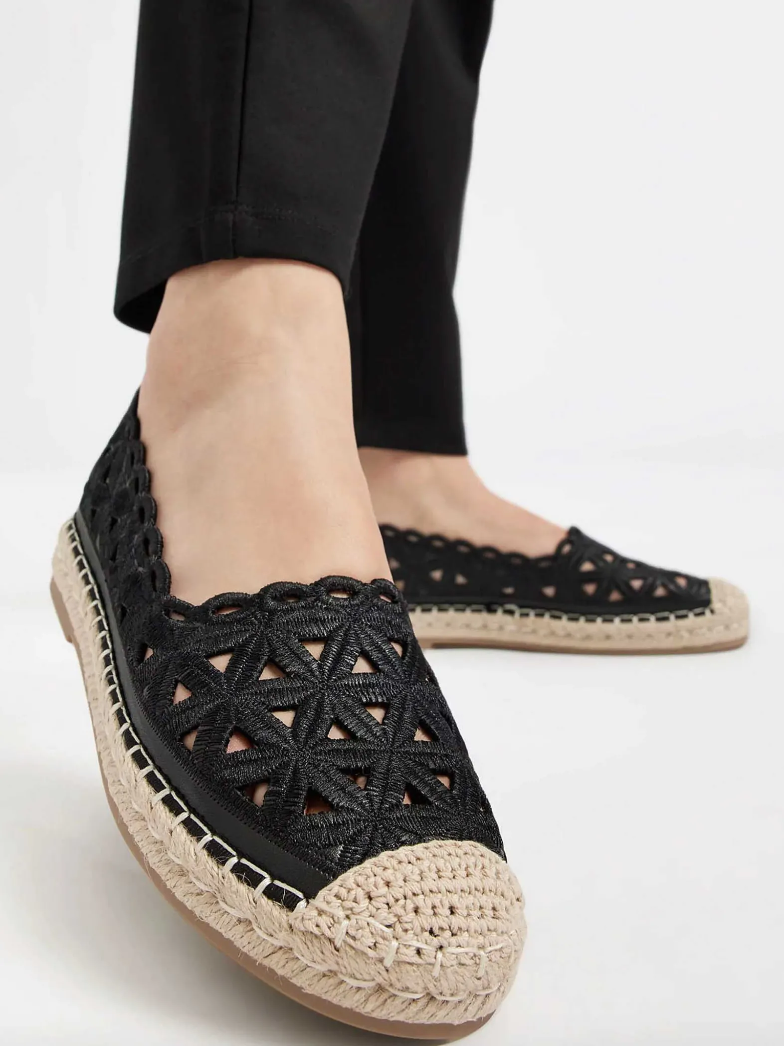 Graceland Zwarte Espadrille Kant-Dames Instappers