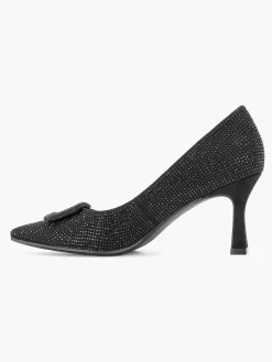 Graceland Zwarte Glitter Pump Gesp-Dames Hoge Hakken