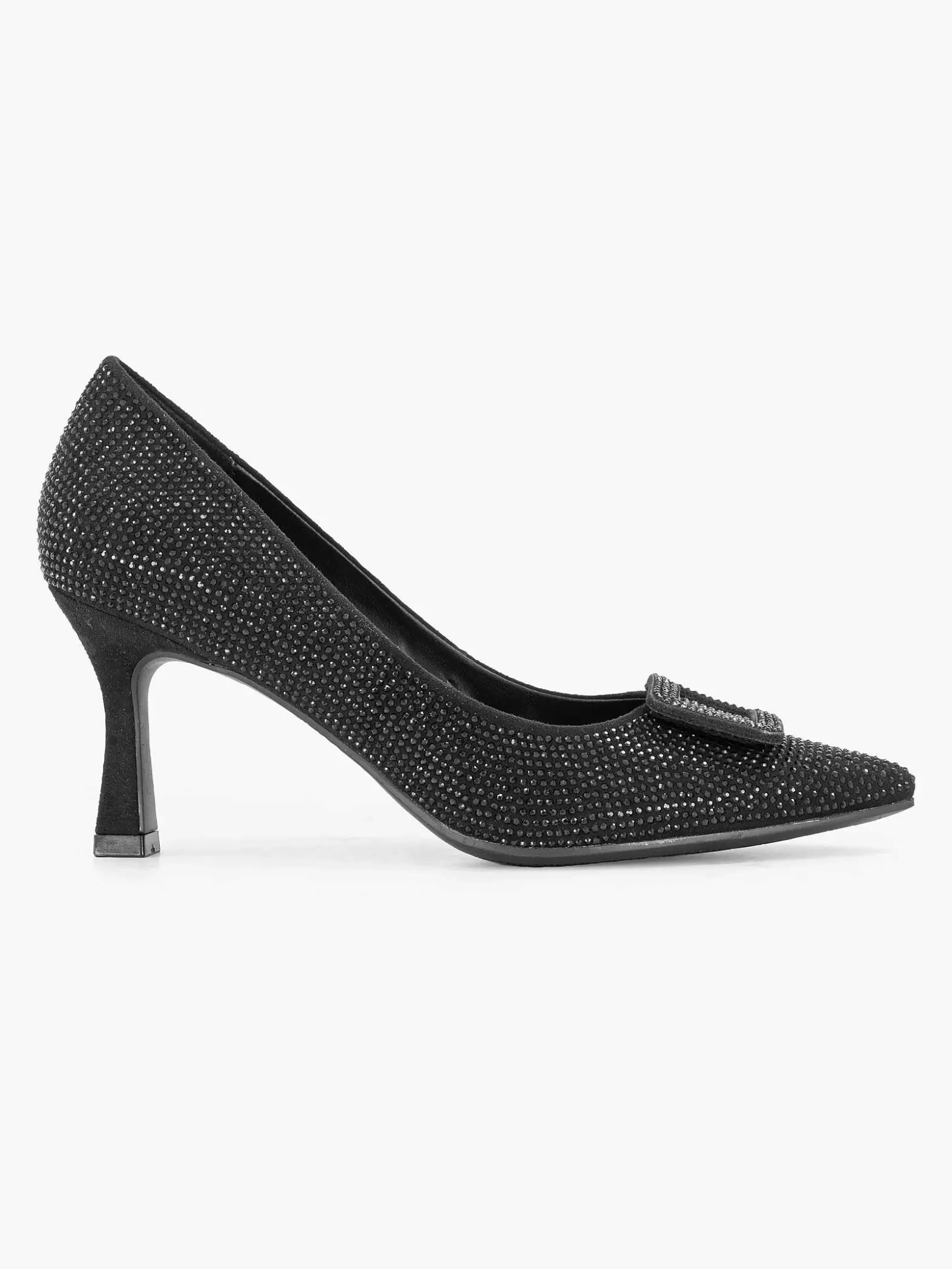 Graceland Zwarte Glitter Pump Gesp-Dames Hoge Hakken