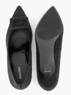 Graceland Zwarte Glitter Pump Gesp-Dames Hoge Hakken