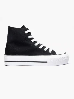 Graceland Zwarte Hoge Canvas Sneaker-Dames Sneakers