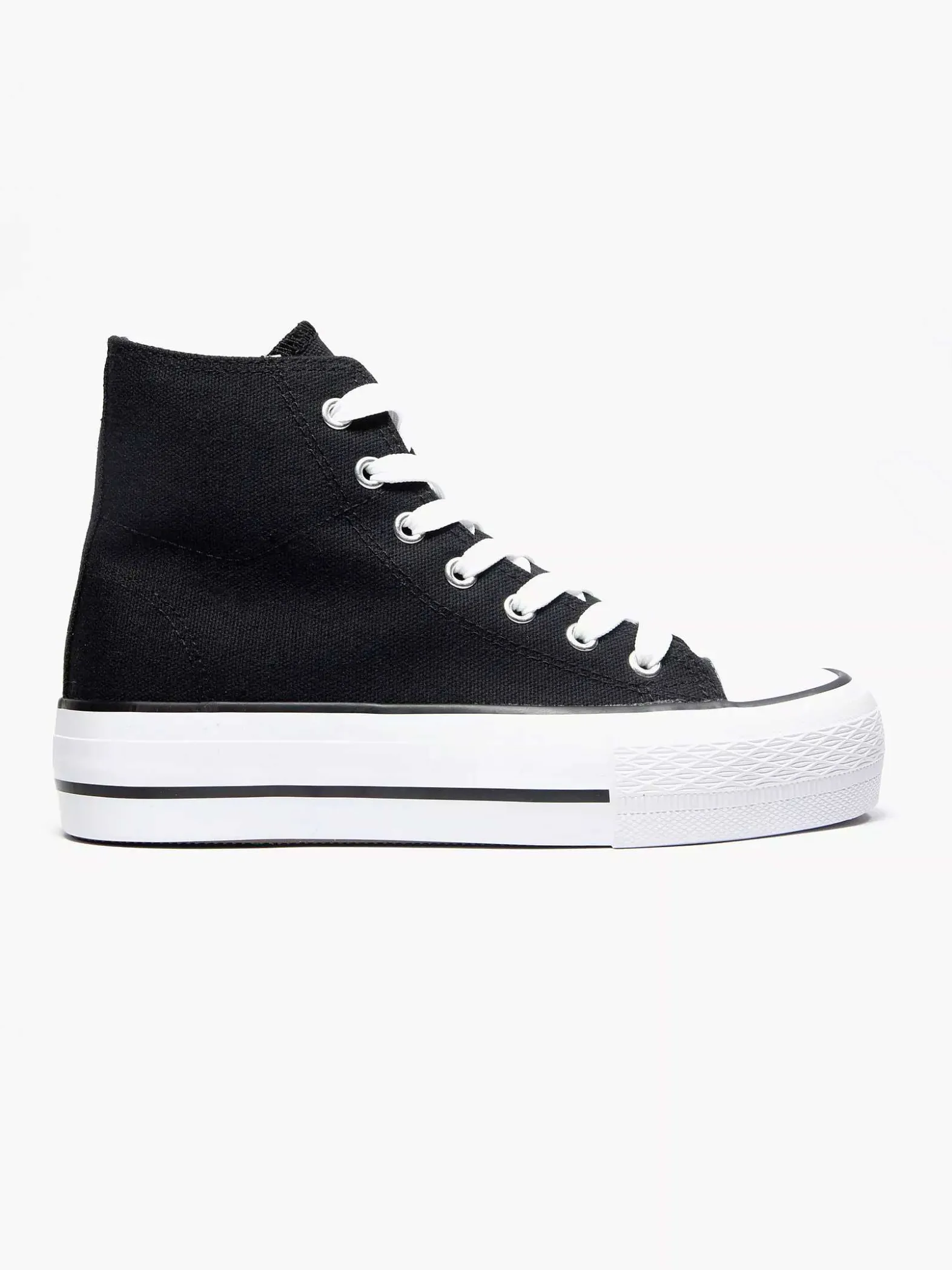 Graceland Zwarte Hoge Canvas Sneaker-Dames Sneakers