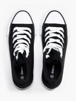 Graceland Zwarte Hoge Canvas Sneaker-Dames Sneakers