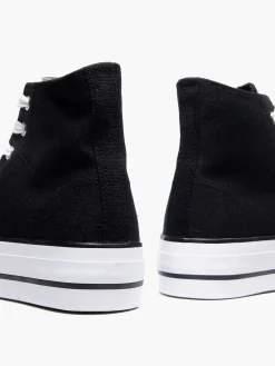 Graceland Zwarte Hoge Canvas Sneaker-Dames Sneakers