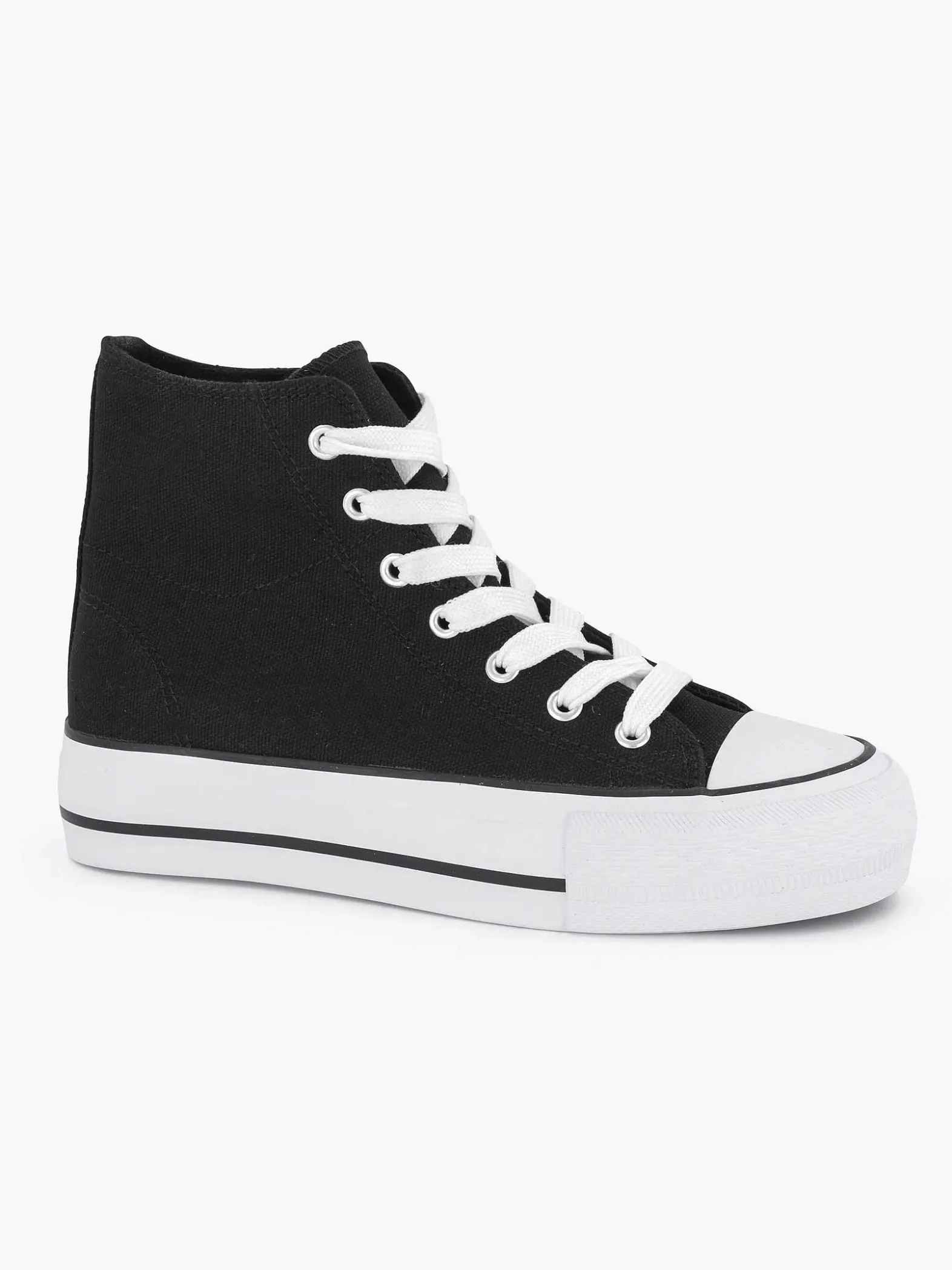 Graceland Zwarte Hoge Canvas Sneaker-Dames Sneakers