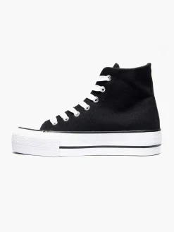 Graceland Zwarte Hoge Canvas Sneaker-Dames Sneakers