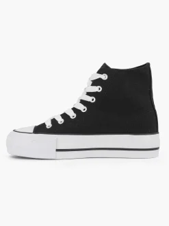 Graceland Zwarte Hoge Canvas Sneaker-Dames Sneakers