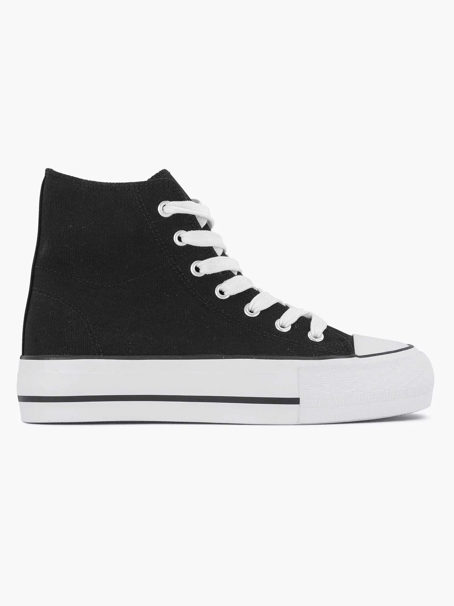 Graceland Zwarte Hoge Canvas Sneaker-Dames Sneakers
