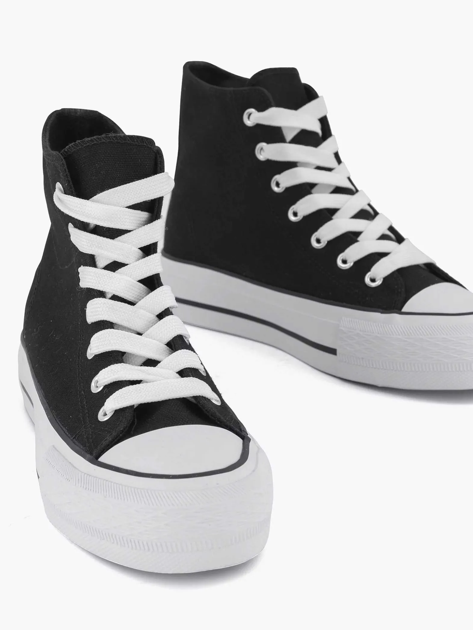 Graceland Zwarte Hoge Canvas Sneaker-Dames Sneakers