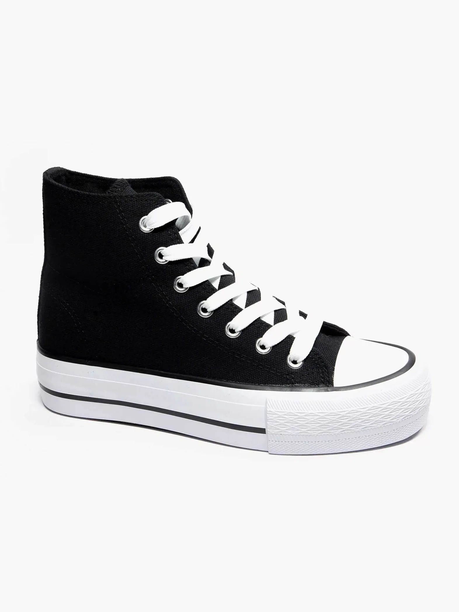 Graceland Zwarte Hoge Canvas Sneaker-Dames Sneakers