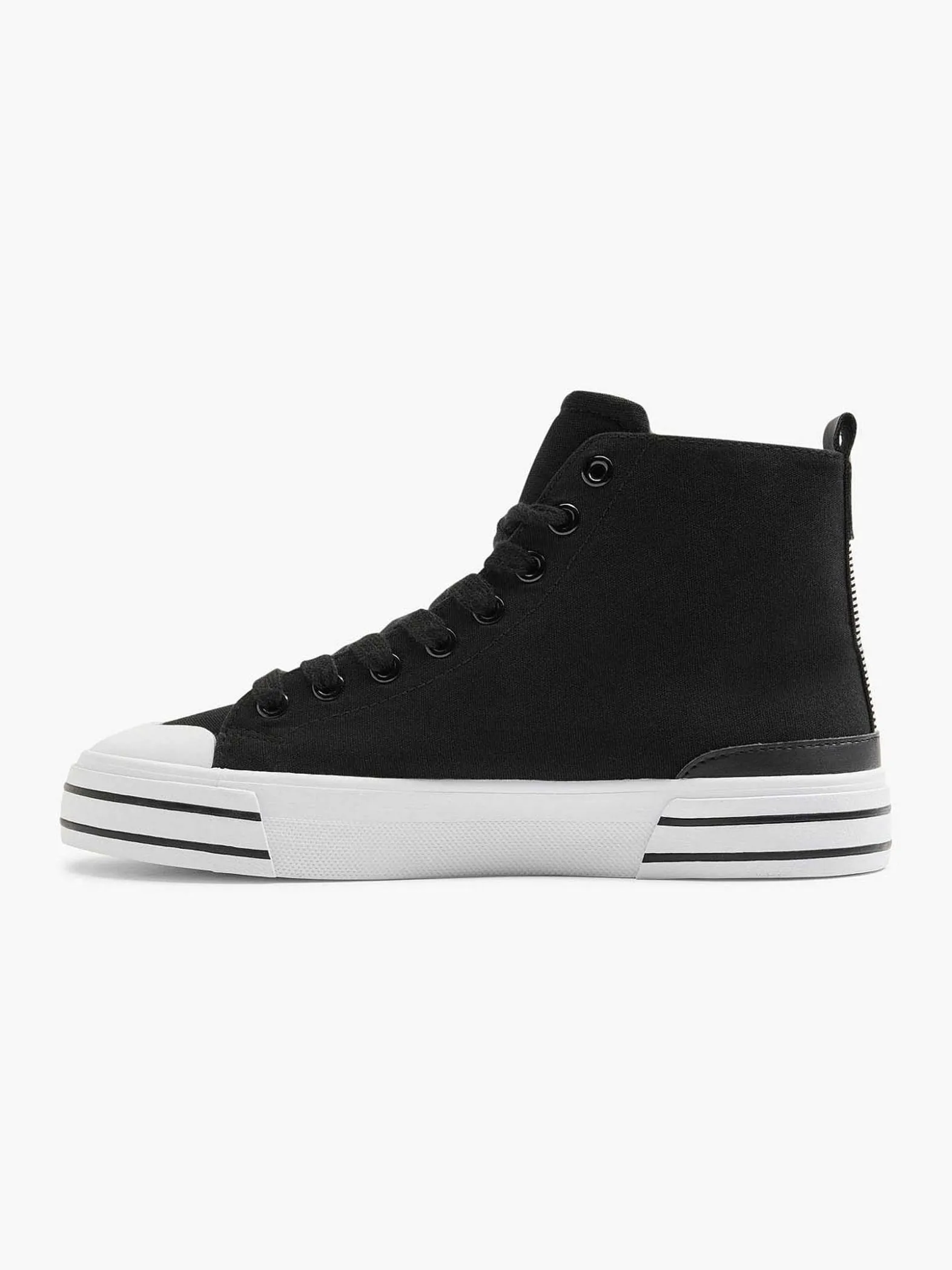 Graceland Zwarte Hoge Canvas Sneaker Hartje-Dames Sneakers