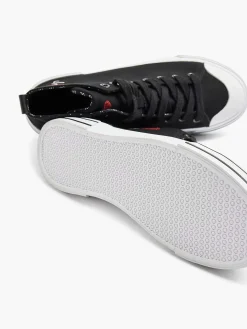 Graceland Zwarte Hoge Canvas Sneaker Hartje-Dames Sneakers
