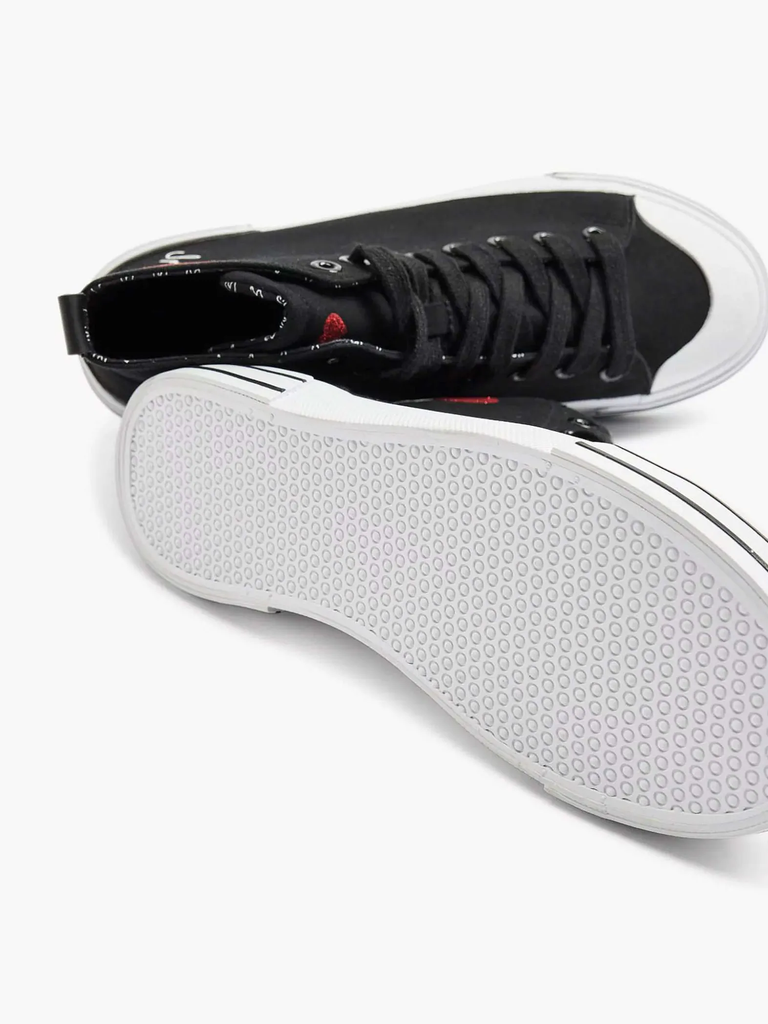 Graceland Zwarte Hoge Canvas Sneaker Hartje-Dames Sneakers