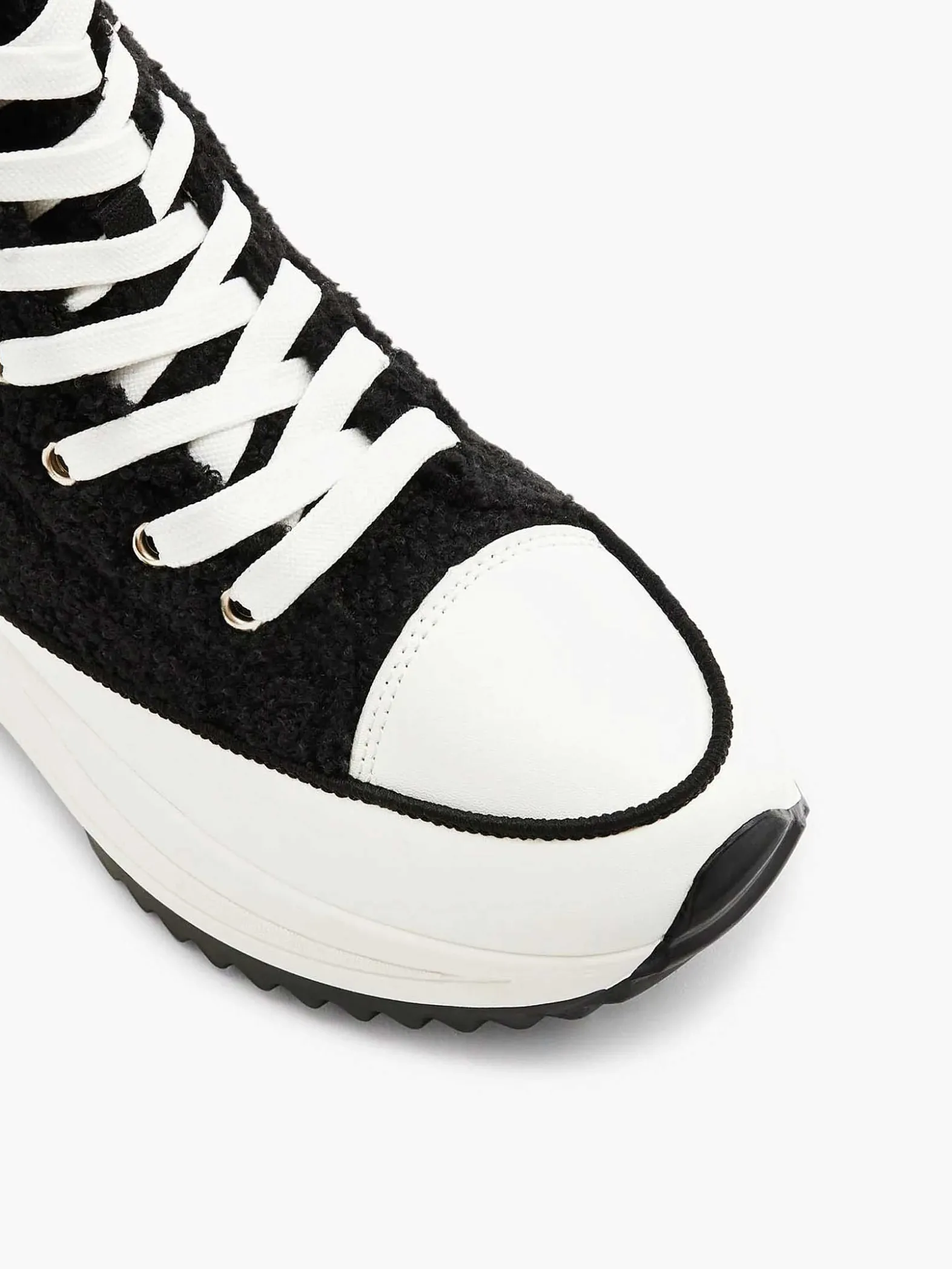 Oxmox Zwarte Hoge Platform Sneaker Teddy-Dames Sneakers