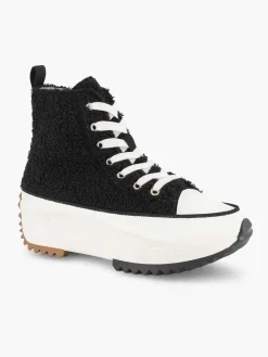 Oxmox Zwarte Hoge Platform Sneaker Teddy-Dames Sneakers