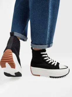 Oxmox Zwarte Hoge Platform Sneaker Teddy-Dames Sneakers