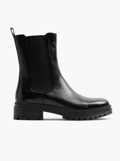 5th Avenue Zwarte Leren Chelsea Boot-Dames Enkellaarzen & Boots