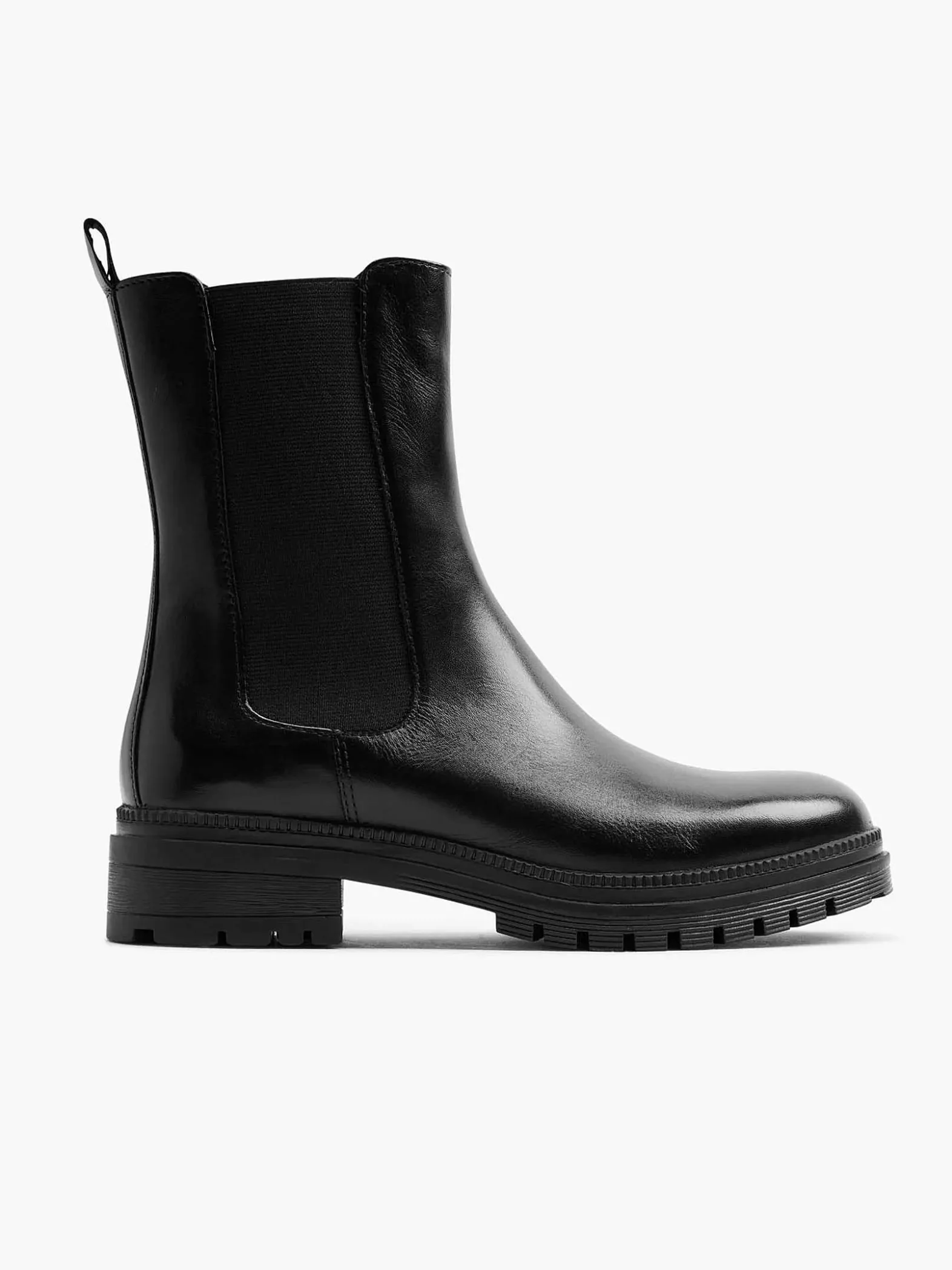 5th Avenue Zwarte Leren Chelsea Boot-Dames Enkellaarzen & Boots