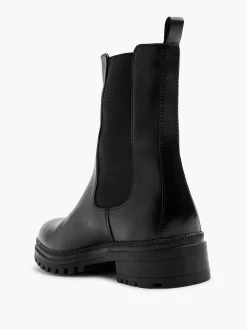 5th Avenue Zwarte Leren Chelsea Boot-Dames Enkellaarzen & Boots