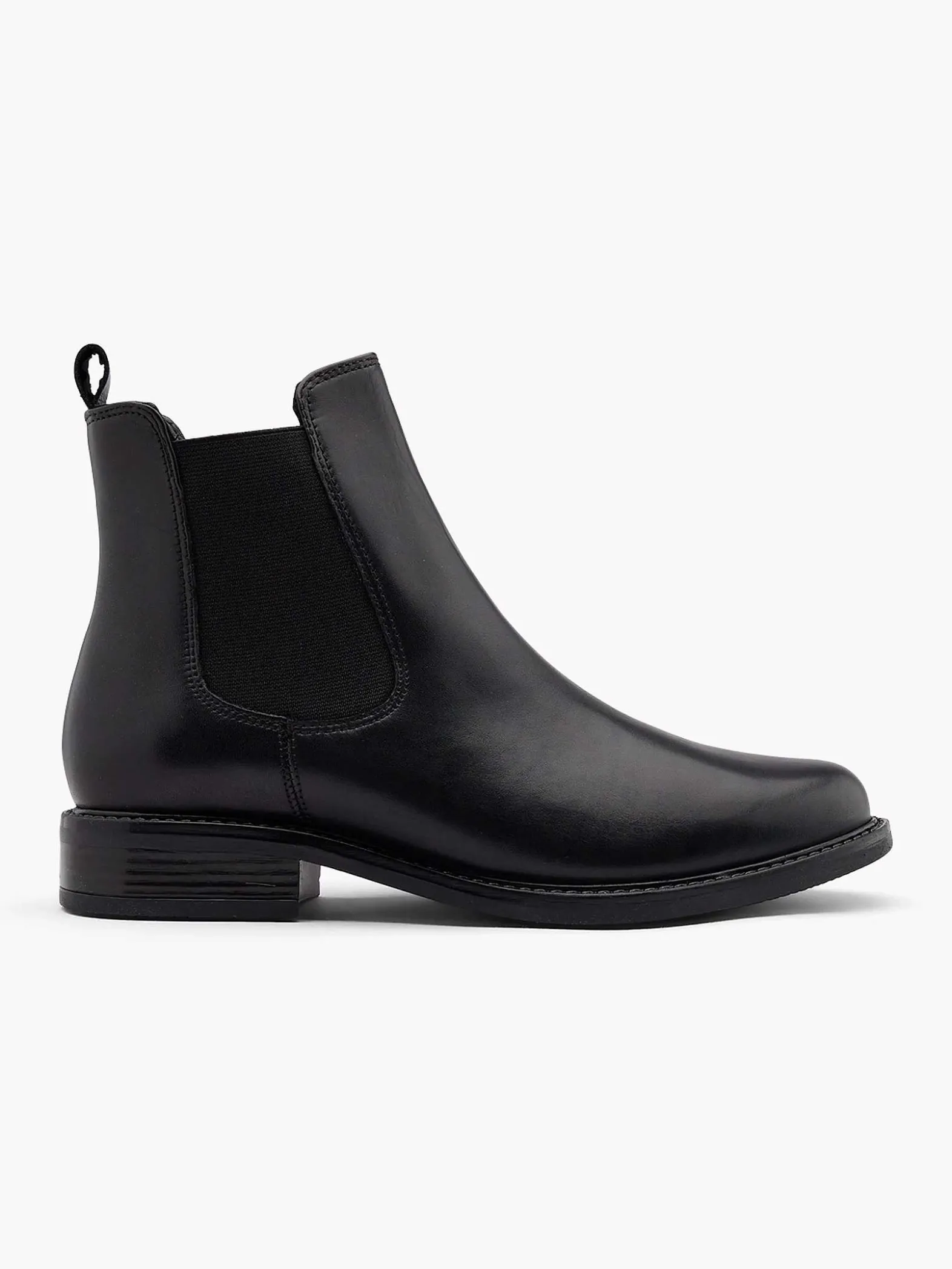 5th Avenue Zwarte Leren Chelsea Boot-Dames Enkellaarzen & Boots