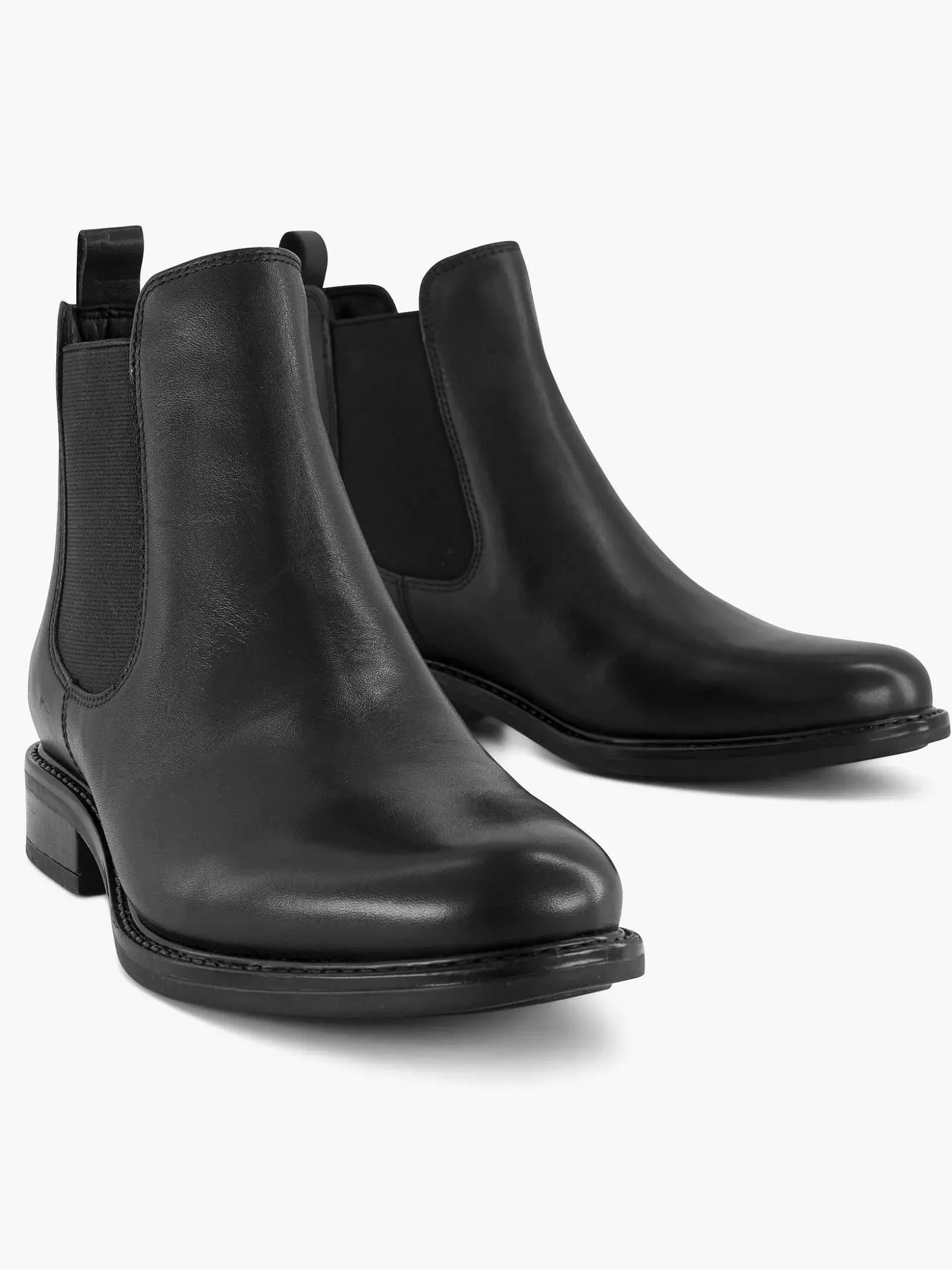 5th Avenue Zwarte Leren Chelsea Boot-Dames Enkellaarzen & Boots