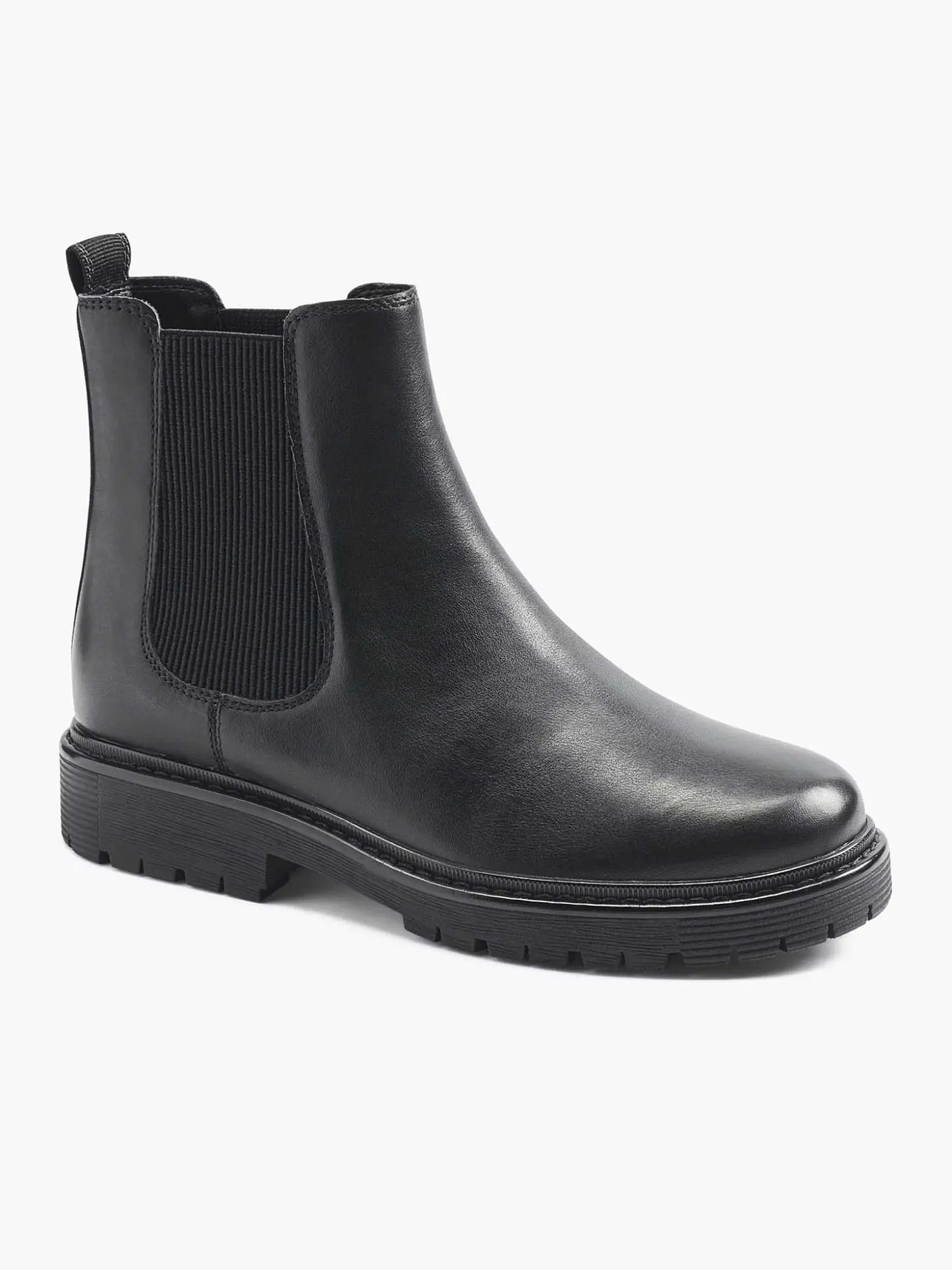 5th Avenue Zwarte Leren Chelsea Boot-Dames Enkellaarzen & Boots