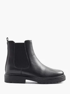 5th Avenue Zwarte Leren Chelsea Boot-Dames Enkellaarzen & Boots