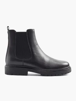 5th Avenue Zwarte Leren Chelsea Boot-Dames Enkellaarzen & Boots