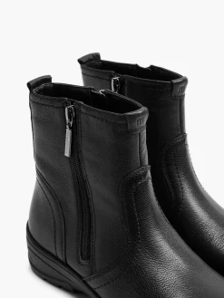 Medicus Zwarte Leren Comfort Enkelboot-Dames Comfort Schoenen