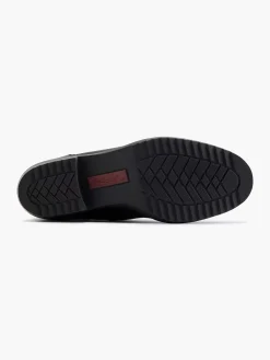 Medicus Zwarte Leren Comfort Enkellaars-Dames Enkellaarzen & Boots