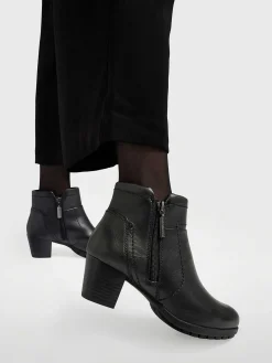 Medicus Zwarte Leren Comfort Enkellaars Hak-Dames Comfort Schoenen