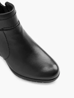 Medicus Zwarte Leren Comfort Enkellaars Hak-Dames Comfort Schoenen