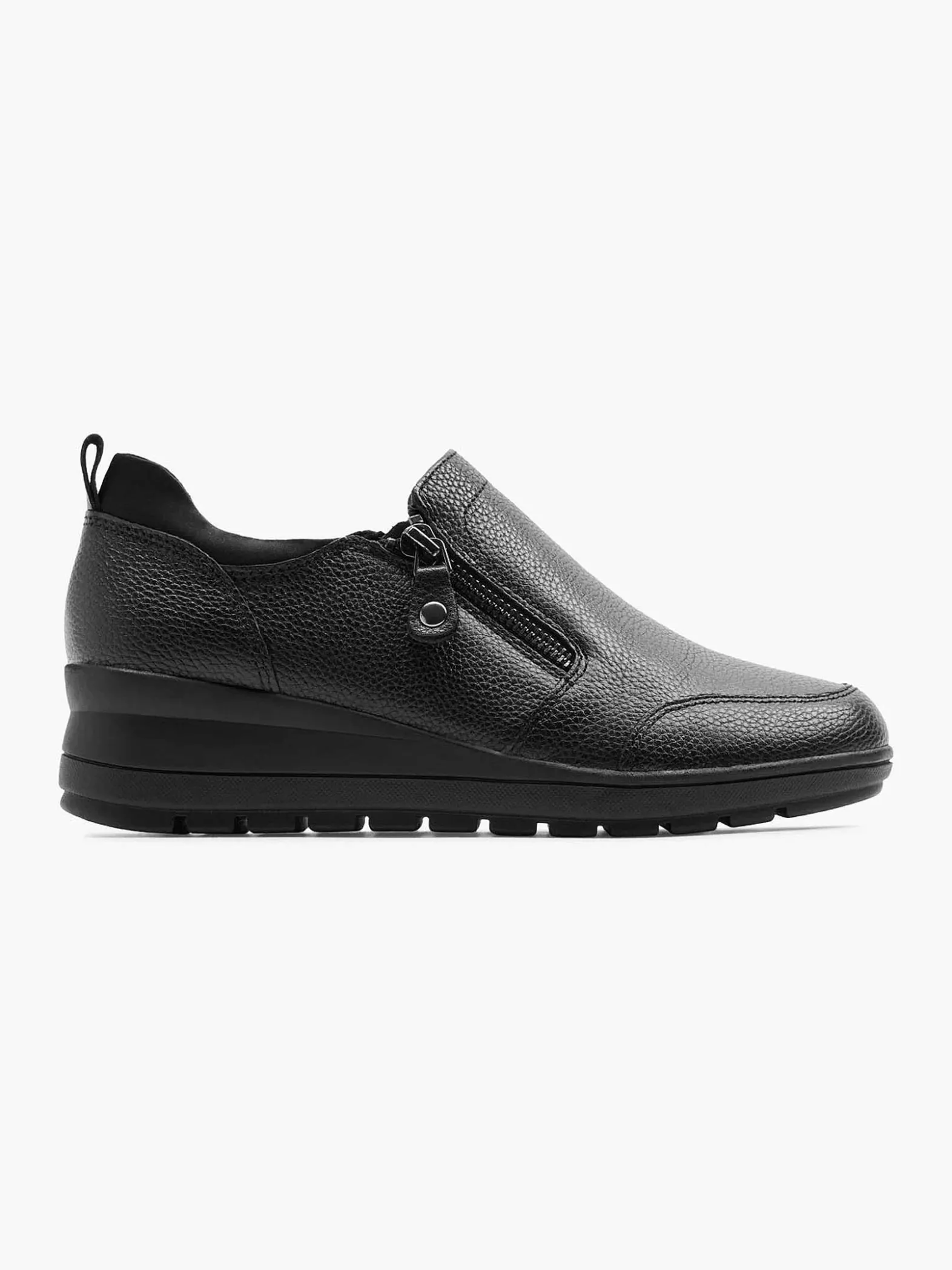 Medicus Zwarte Leren Comfort Instapper-Dames Comfort Schoenen