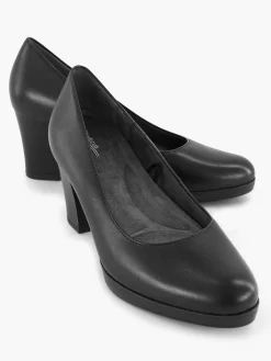 Medicus Zwarte Leren Comfort Pump-Dames Comfort Schoenen