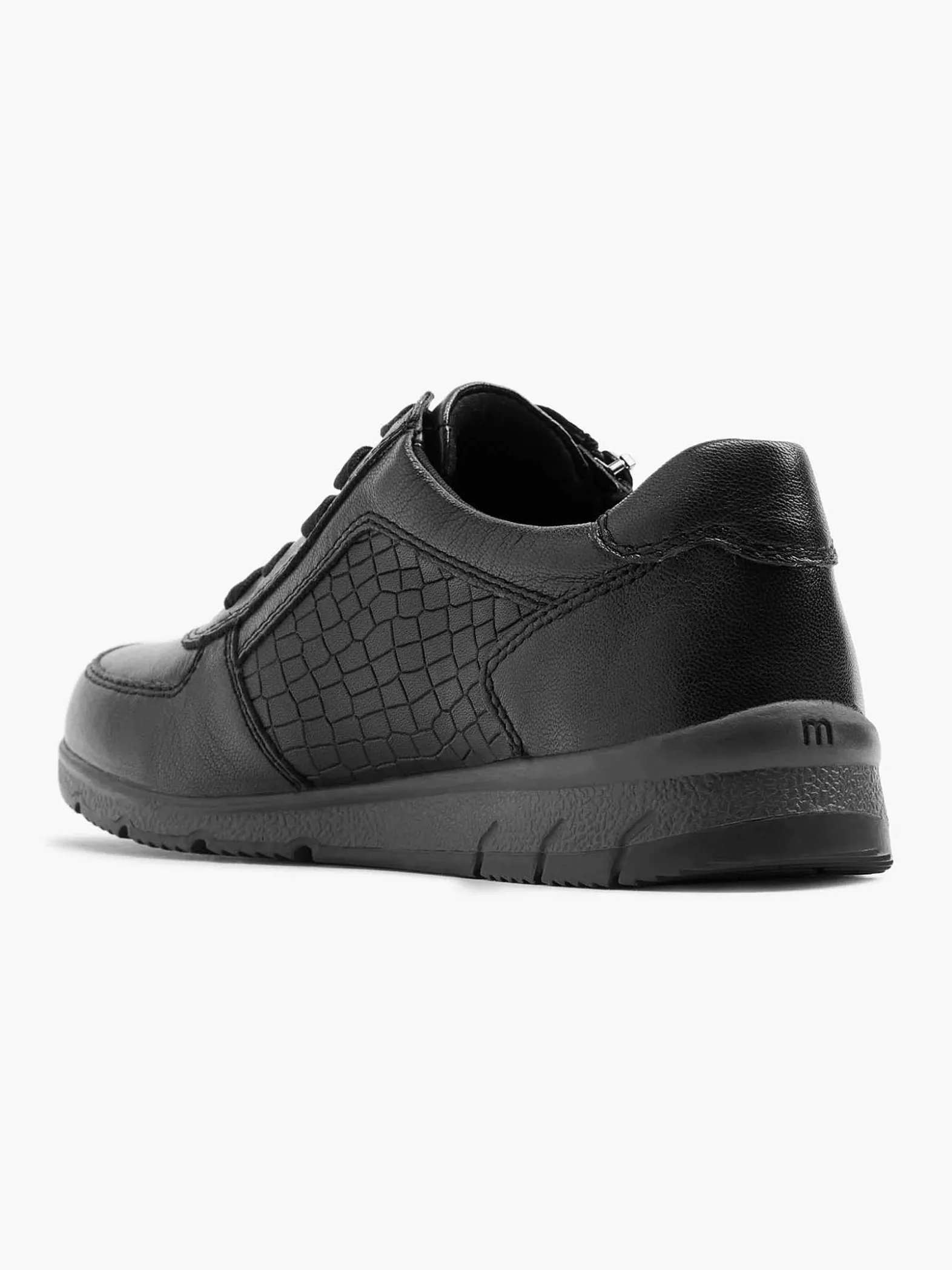 Medicus Zwarte Leren Comfort Sneaker-Dames Comfort Schoenen