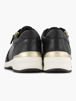 Medicus Zwarte Leren Comfort Sneaker-Dames Comfort Schoenen