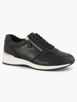 Medicus Zwarte Leren Comfort Sneaker-Dames Comfort Schoenen